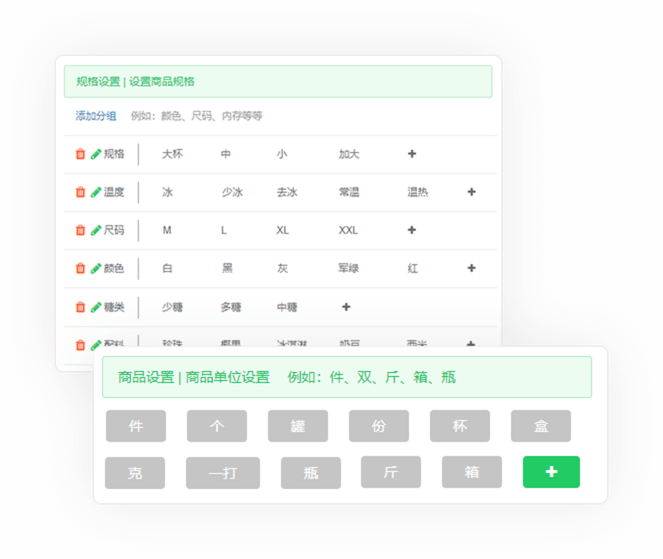 多种规格管理区分